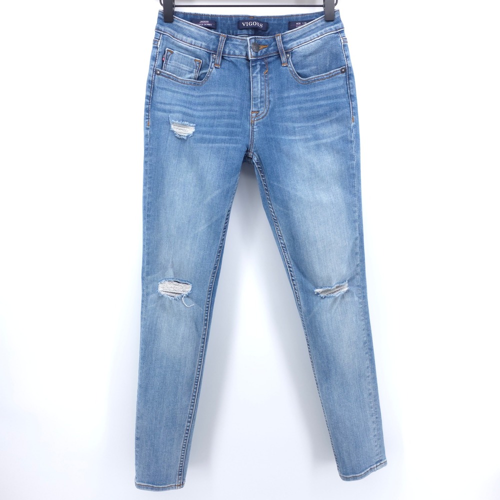Vigoss Women Jeans Jagger Super Skinny W26 L28 Blue Distressed Denim
